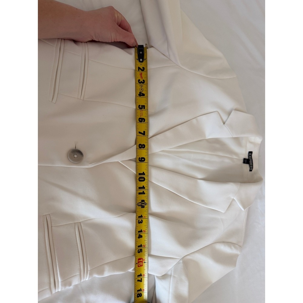 Express Columnist White 2 Piece Pant Suit Set Blazer Size 8 Pants Size 8R - Picture 7 of 16